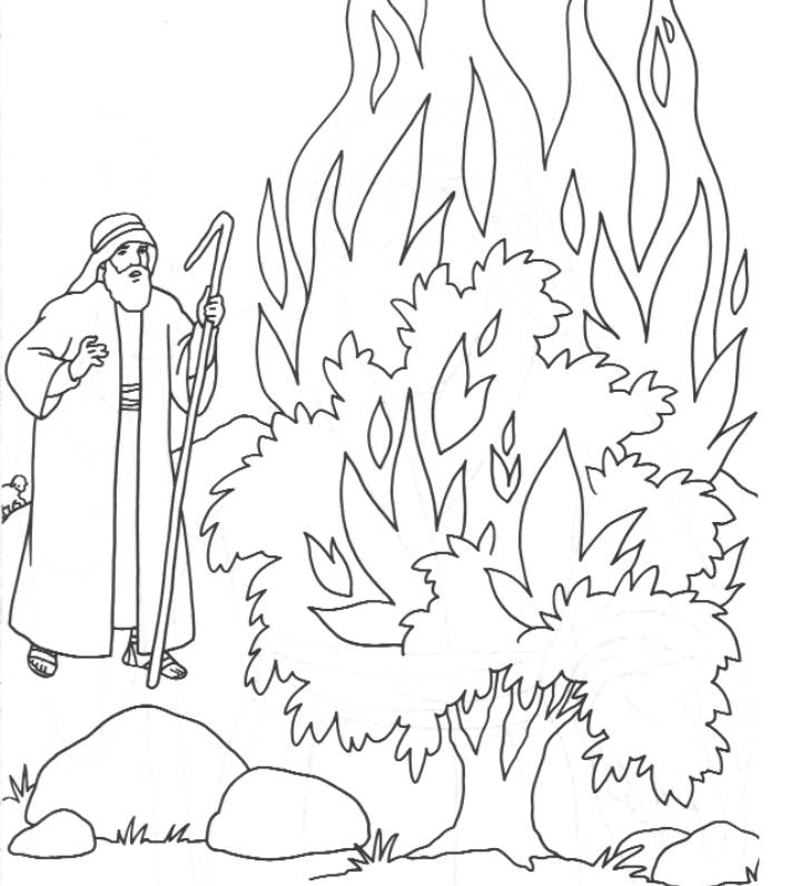 710x796 Moses And The Burning Bush Free Coloring Pages