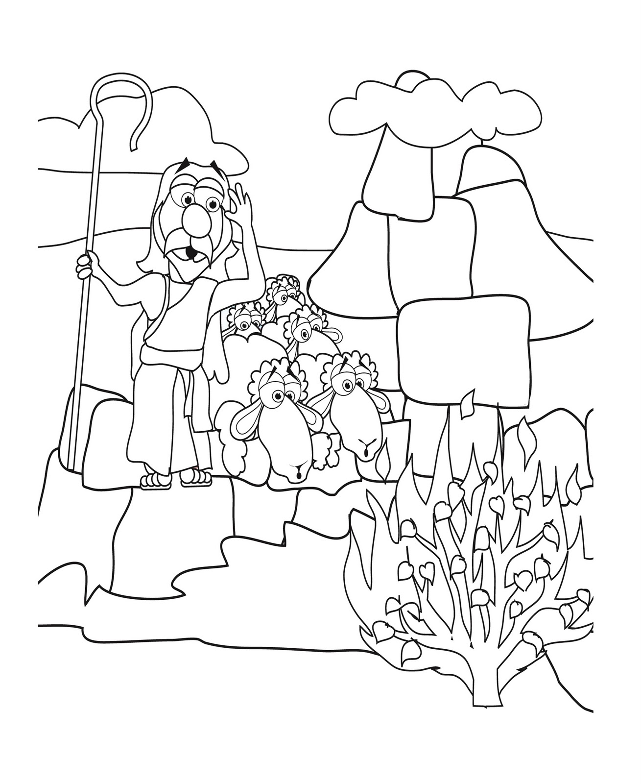 1309x1600 New Moses And The Burning Bush Coloring Page N 2739 Unknown Fine