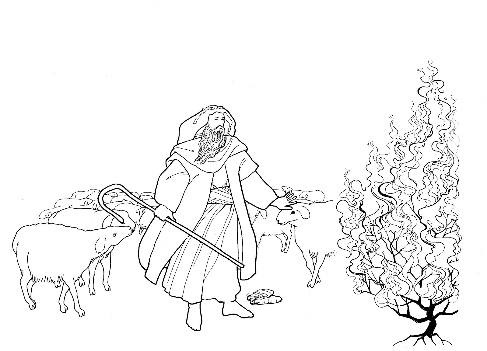 1600x1154 Top Moses Coloring Sheets And The Burning Bush