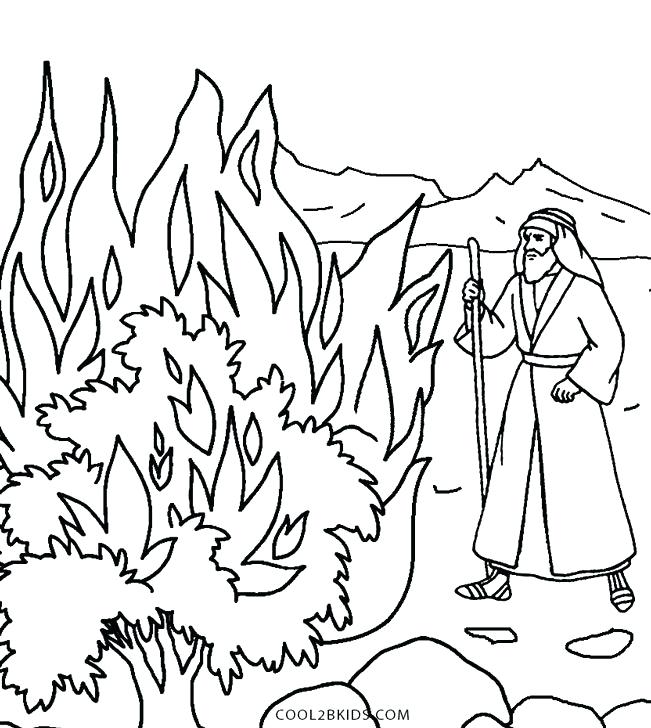 651x728 Burning Bush Coloring Page And The Burning Bush Coloring Pages