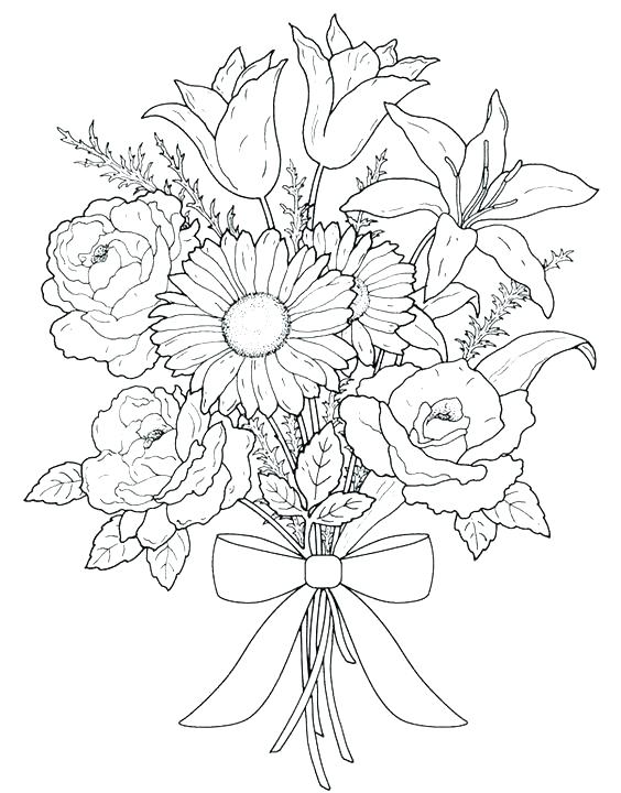 564x720 Coloring Page Flowers Coloring Pages With Flowers Flowers Coloring