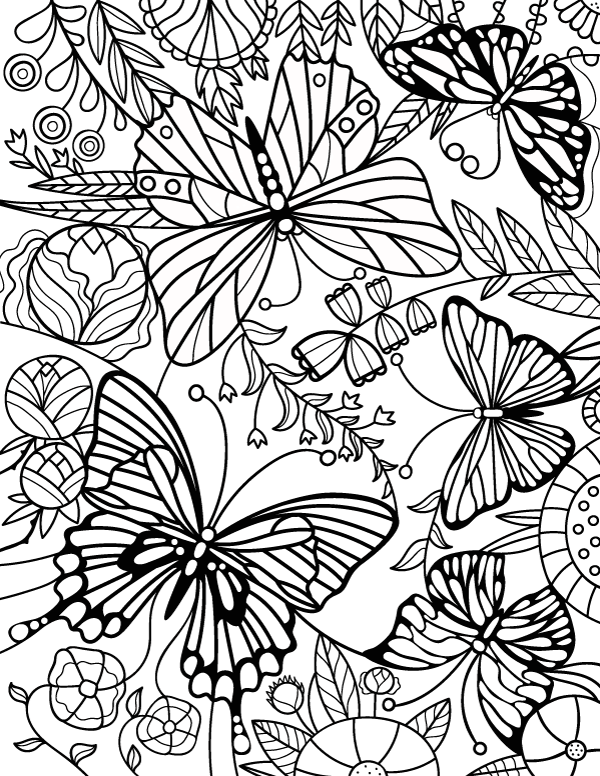 600x776 Stained Glass Butterfly Adult Coloring Page