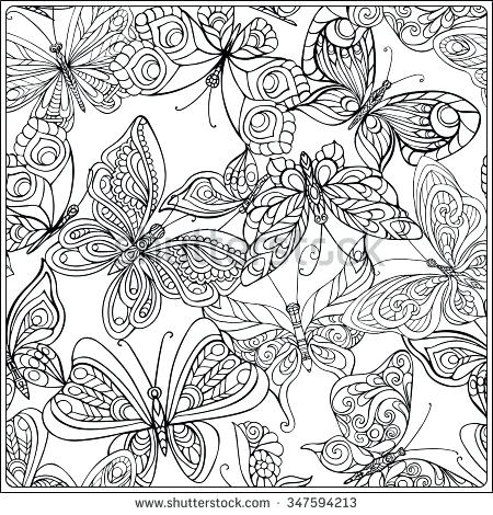 450x470 Butterfly Coloring Pages For Adults Pattern With Butterflies