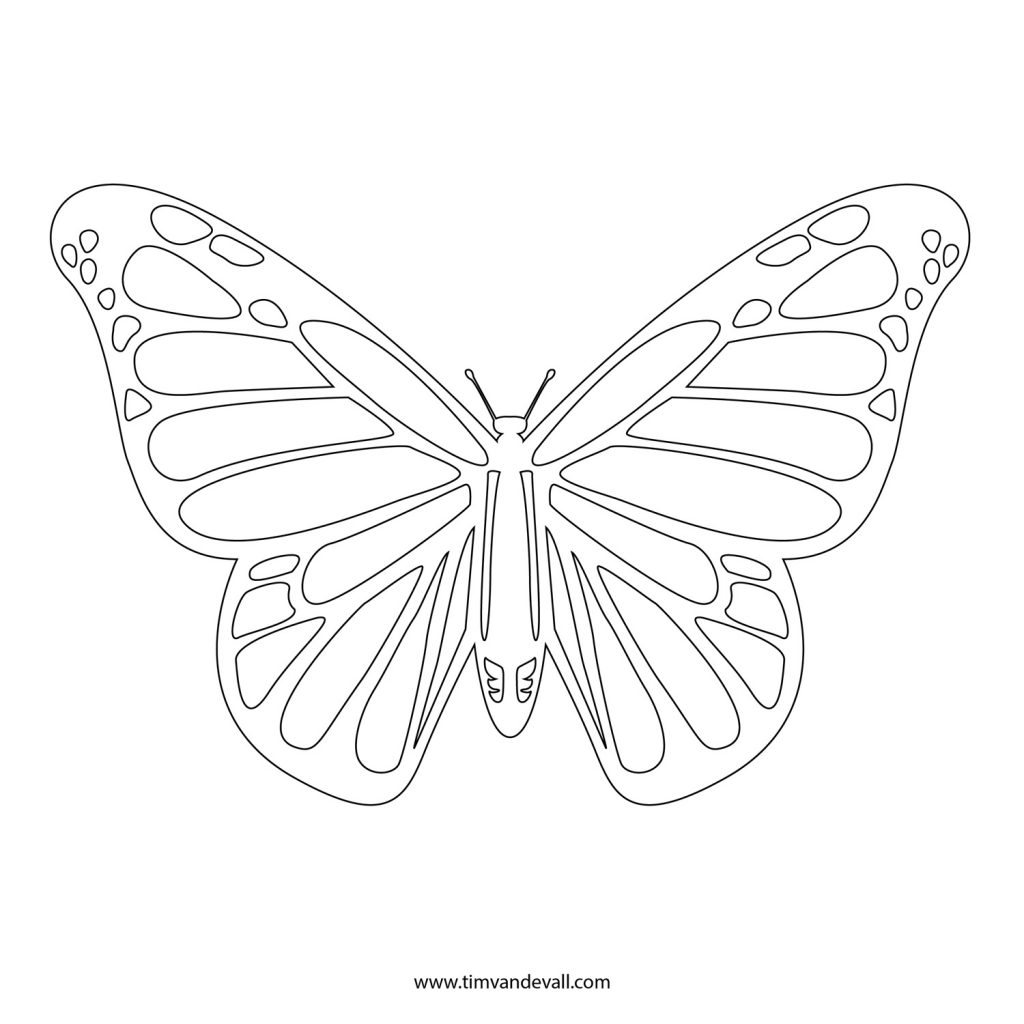 1024x1024 Printable Butterfly Outline