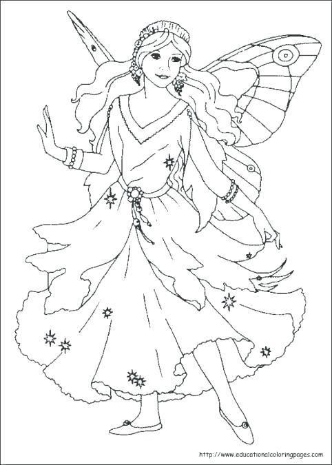 482x675 Fairy Princess Coloring Pages Fairy Long Hair Fairy With Butterfly