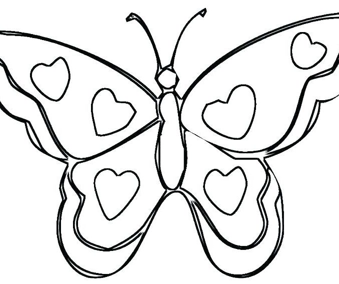 678x567 Hearts And Butterflies Coloring Pages Free Coloring Page