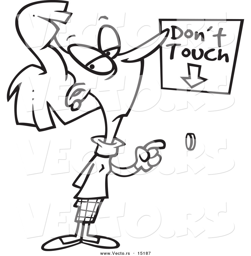 1024x1044 Vector Of A Cartoon Woman About To Push A Restricted Button