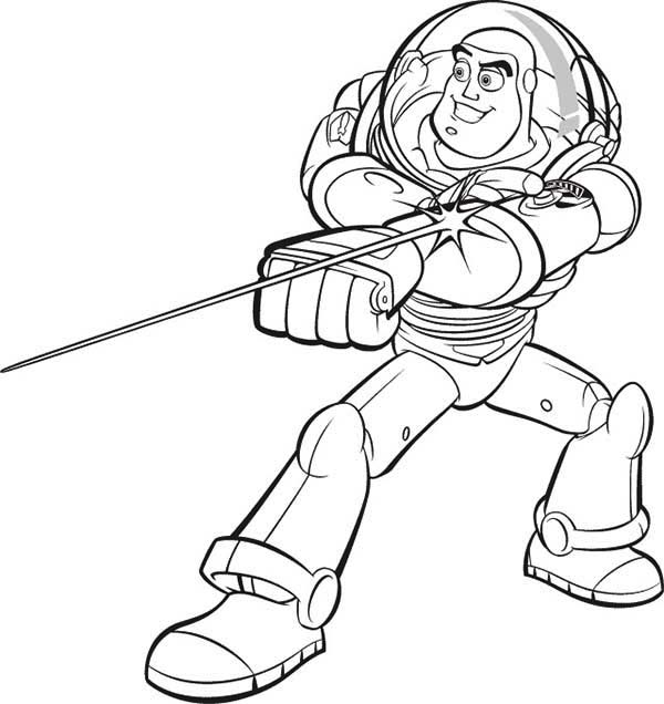 600x636 Buzz Lightyear And His Awesome Laser In Toy Story Coloring Page
