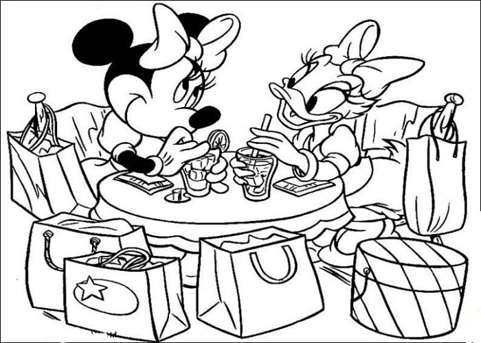 700x500 Minnie And Daisy In A Cafe Coloring Page Cartoon Pages