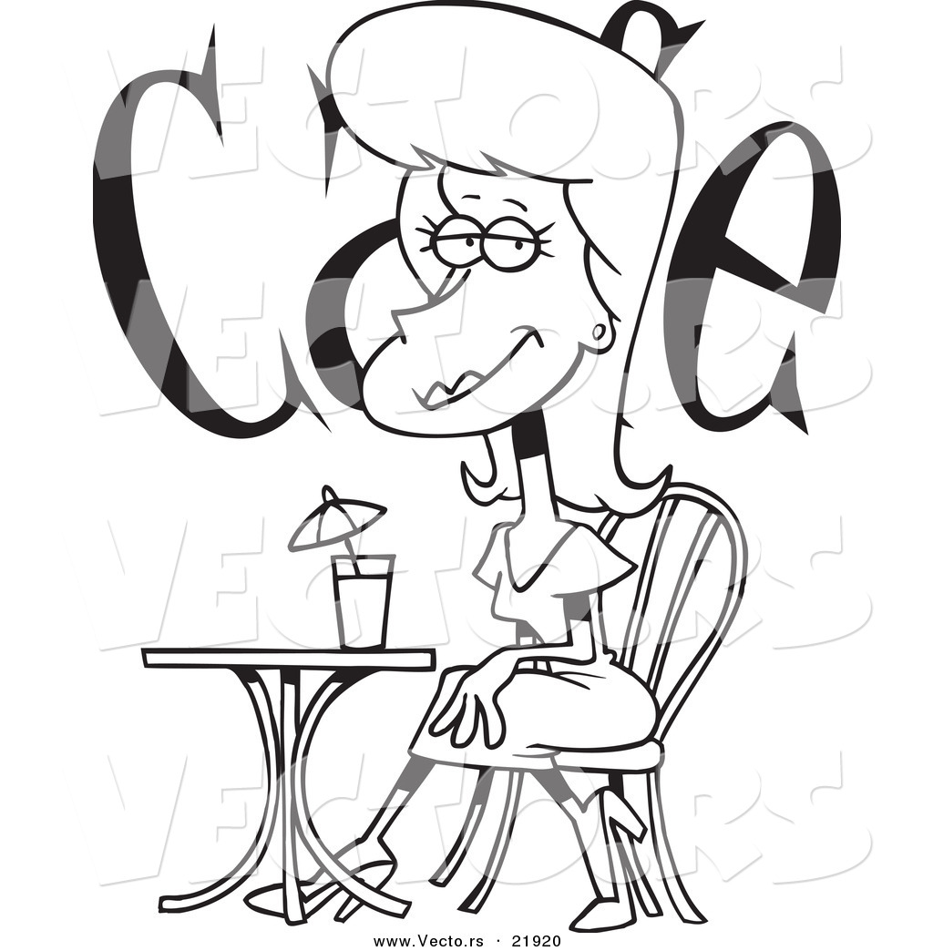 1024x1044 Vector Of A Cartoon Beautiful Woman Cafe