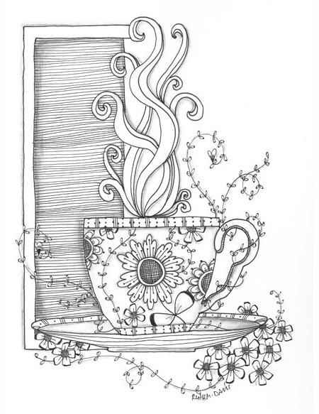 450x583 Coffee Cup Coloring Page Pattern Drawings Two
