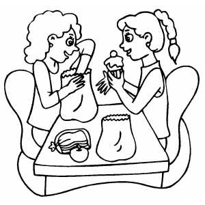300x300 Girls Trading Lunches Coloring Page