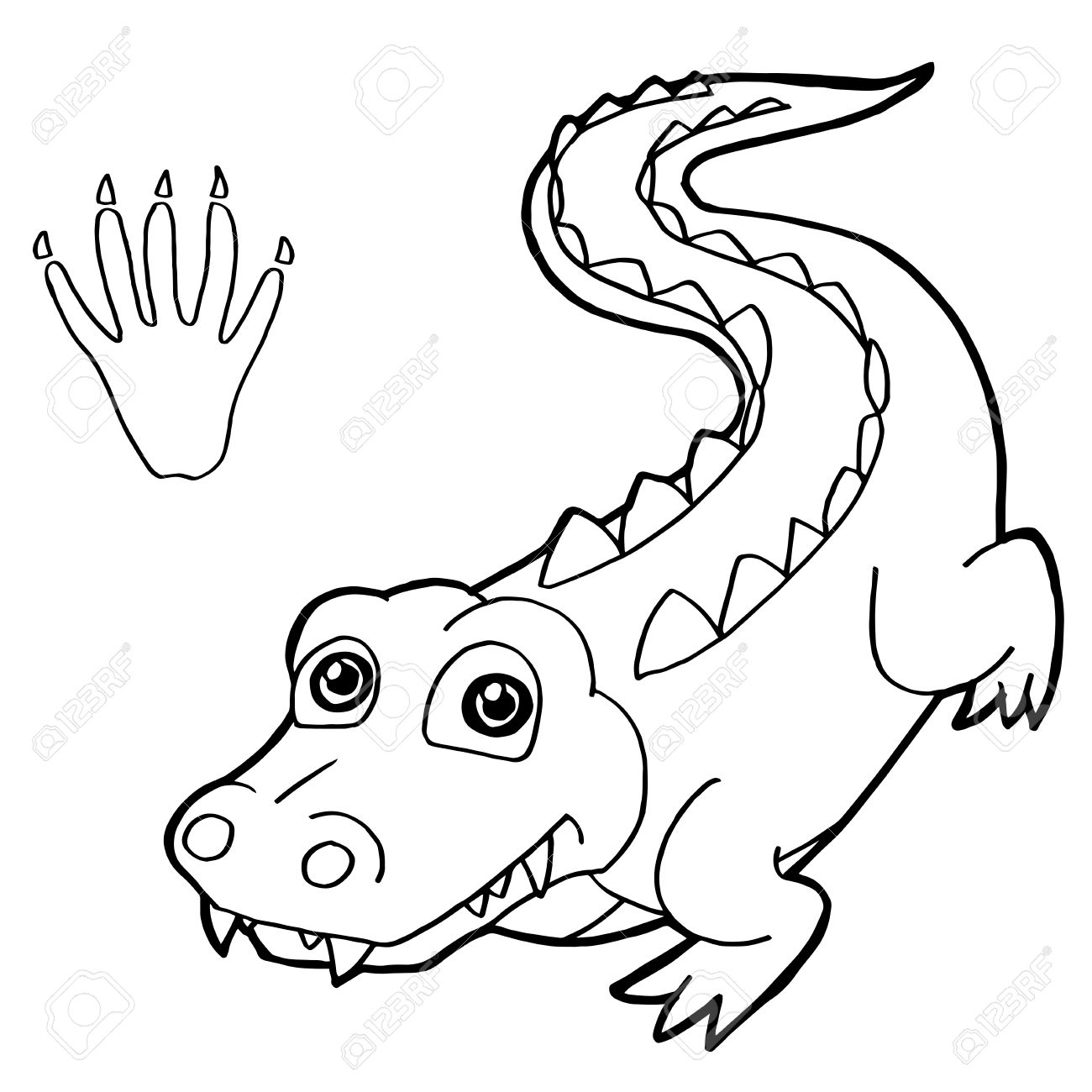 1300x1300 Paw Print With Crocodile Coloring Pages Vector Royalty Free