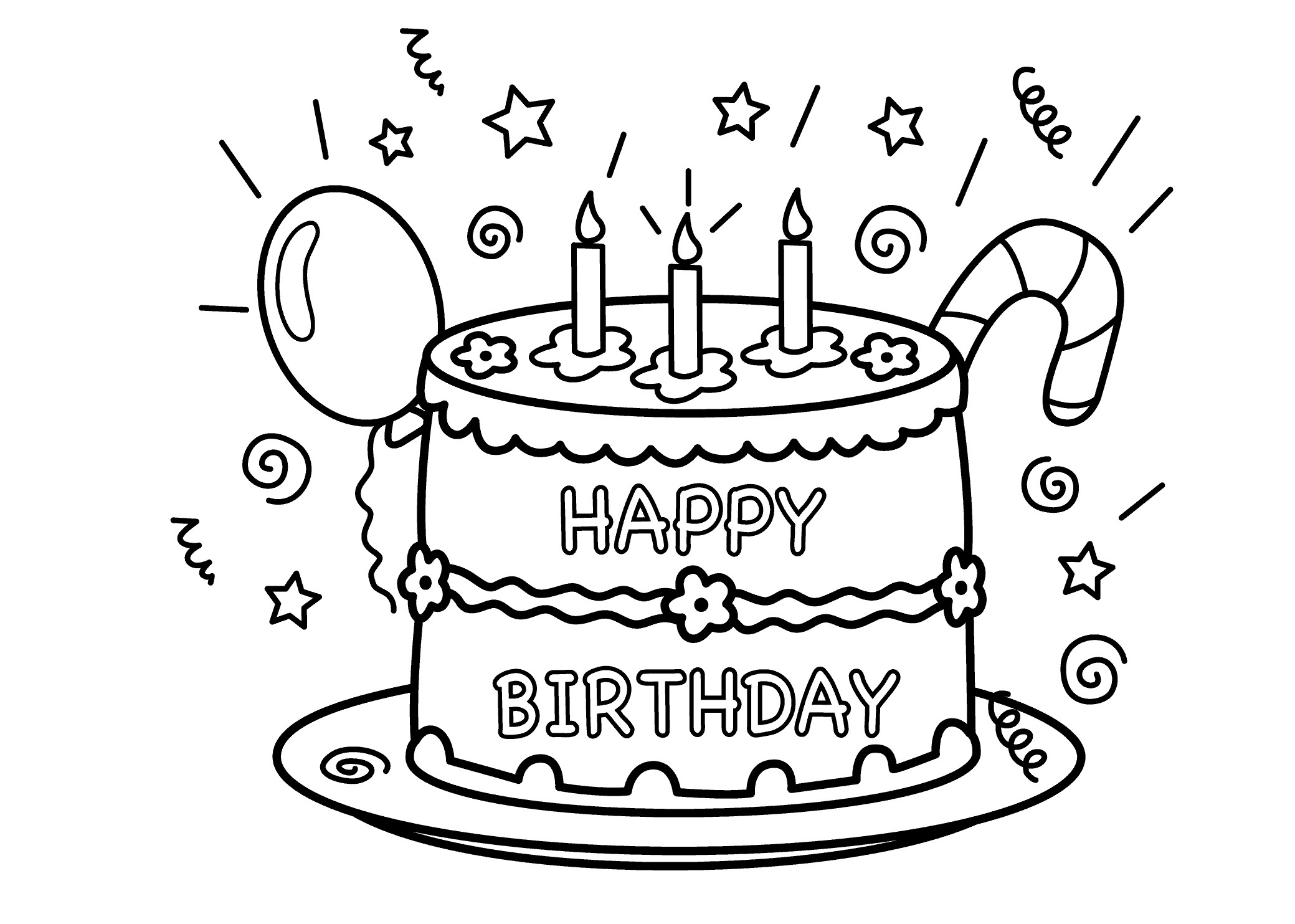 2079x1483 Free Printable Birthday Cake Coloring Pages For Kids