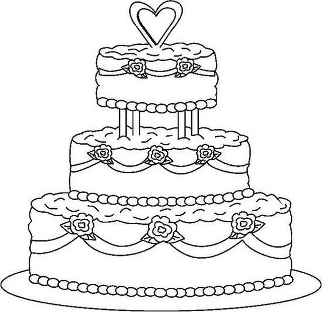 640x619 Wedding Cake Coloring Page Wedding Cake, Activities And Cake