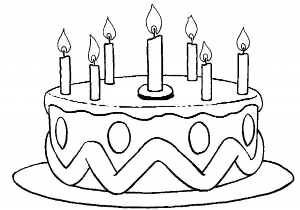 960x673 Birthday Cake Coloring Page