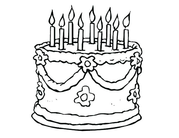600x464 Birthday Cake Pictures To Color Free Coloring Pages Birthday Cake