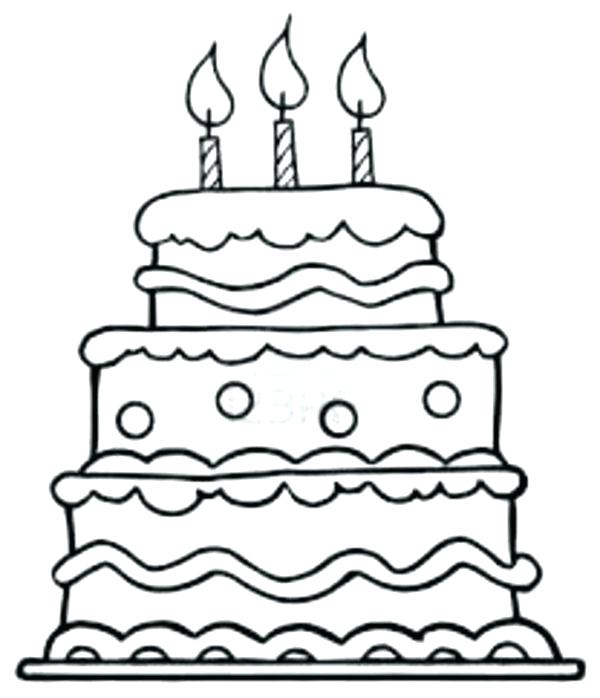 600x698 Birthday Cake Coloring Page With Medium Size Of Birthday Cake