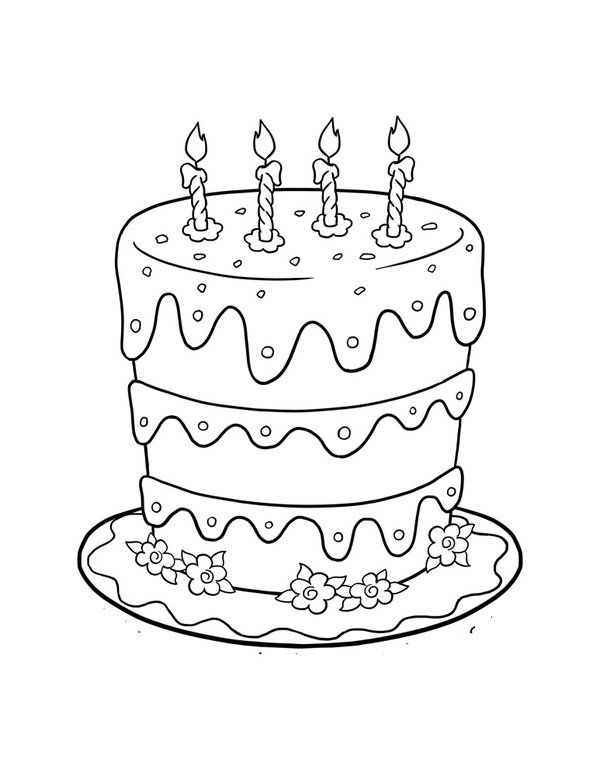 600x776 Birthday Cake Printable Coloring Pictures