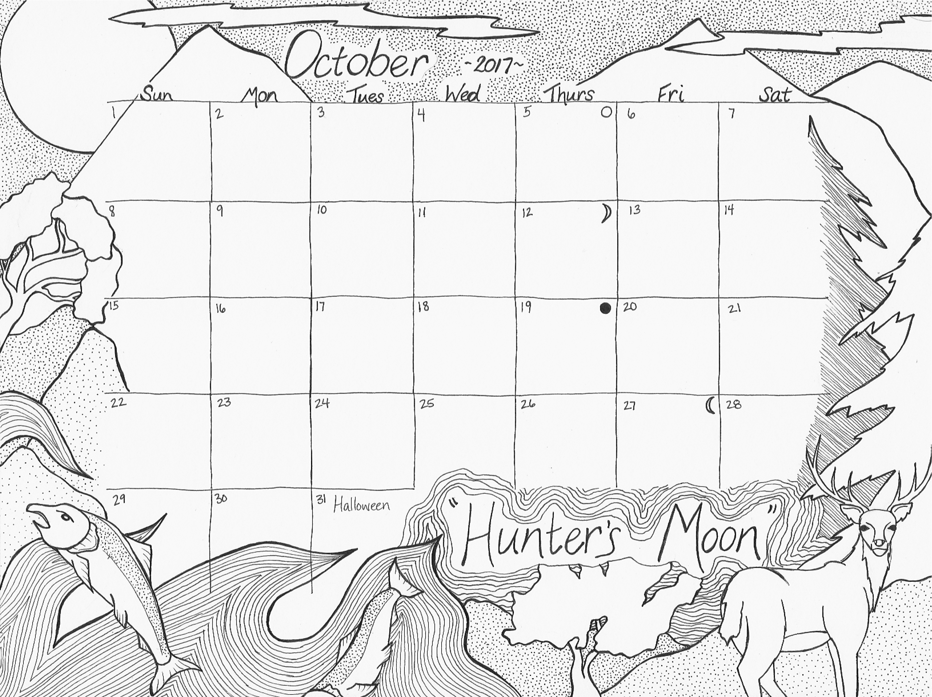 3263x2441 September And October 2017 Calendar Coloring Pages Studio Inkcycle