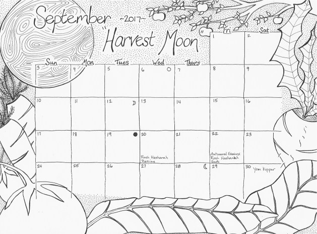 629x464 Calendar Coloring Pages 2017 September 2017 Free Calendar Coloring