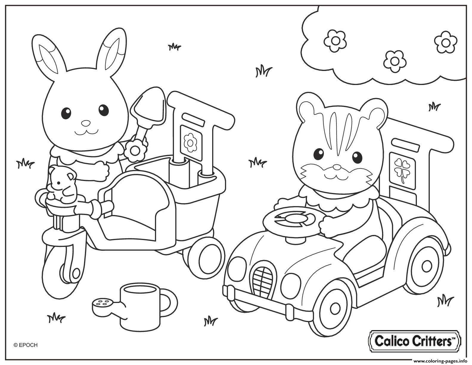 1584x1224 Calico Critters Drive Car With Friend Coloring Pages Printable