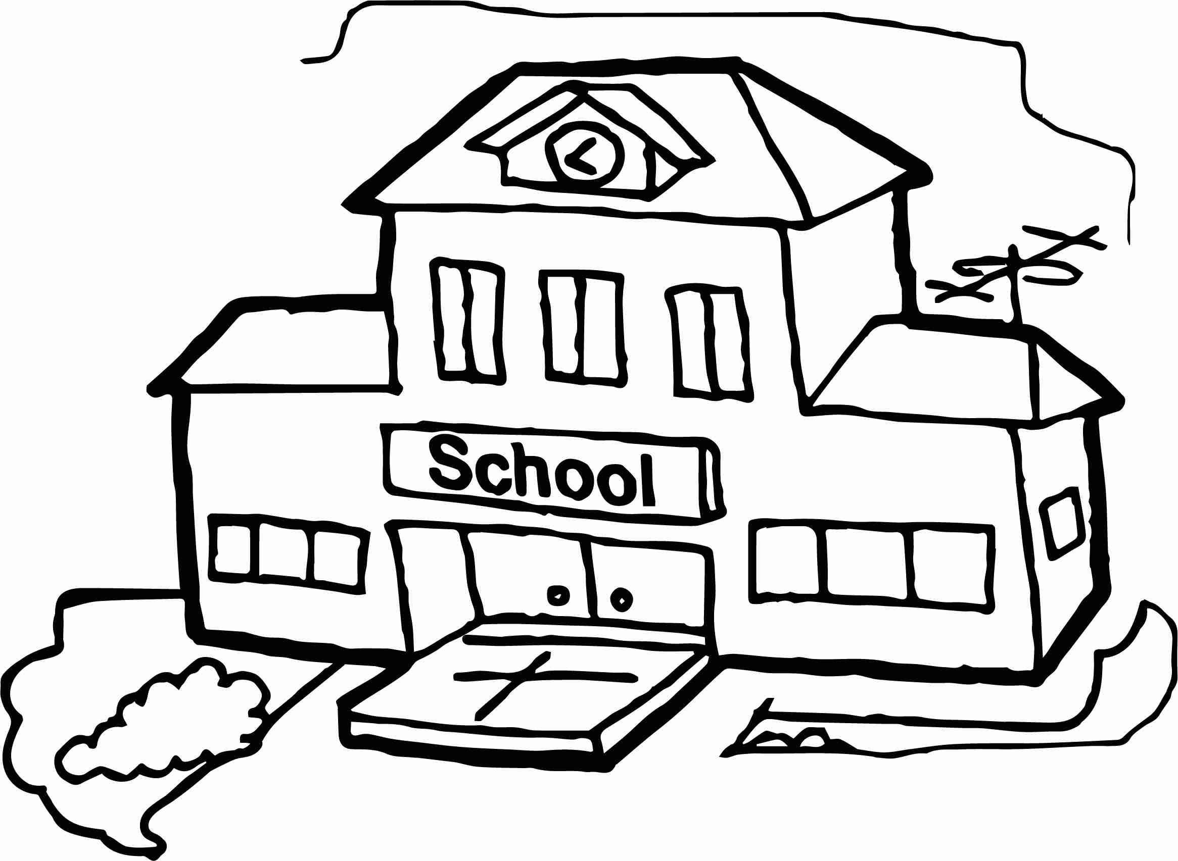 2331x1705 School Building Coloring Pages Magnificent House Page