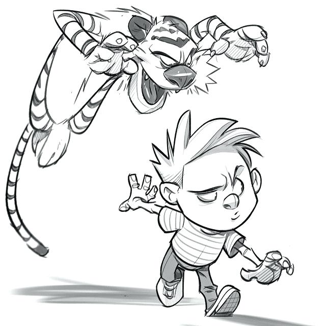 640x640 Calvin And Hobbes Coloring Pages Character Sketches Coloring Book
