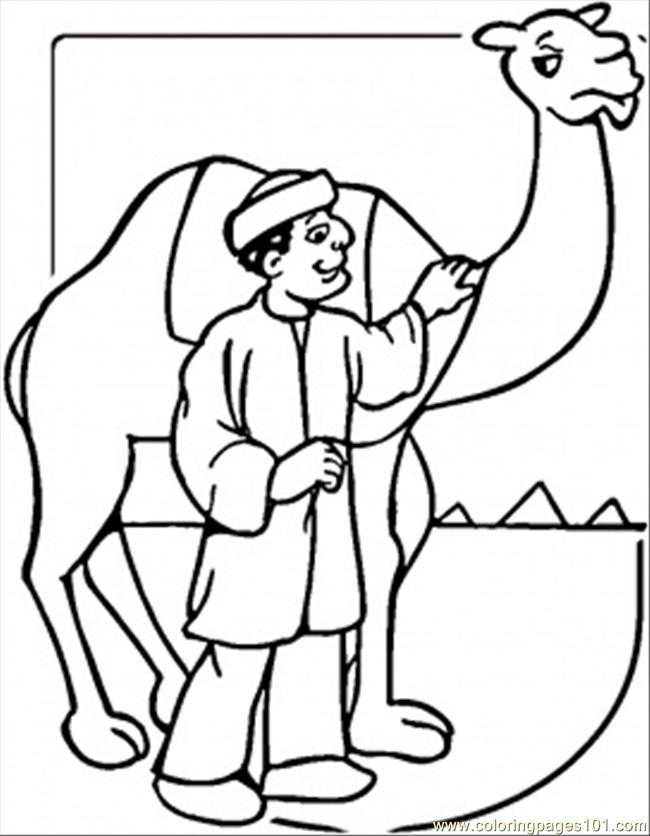 650x836 Camel And Egyptian Man Coloring Page