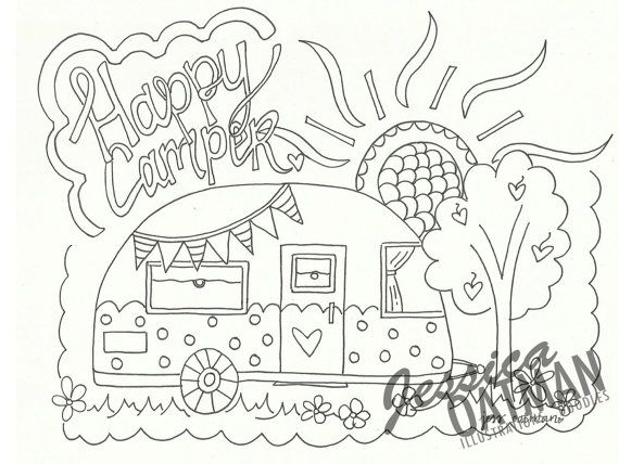 570x428 Camper Coloring Page Coloring Pages Vintage By Jessicaoatmanart