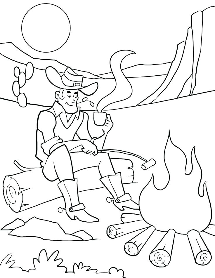 736x952 Campfire Coloring Page Campfire Coloring Pages Cowboy Campfire