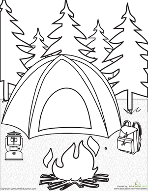 301x389 Camping Coloring Page Campfires, Tents And Backpacks