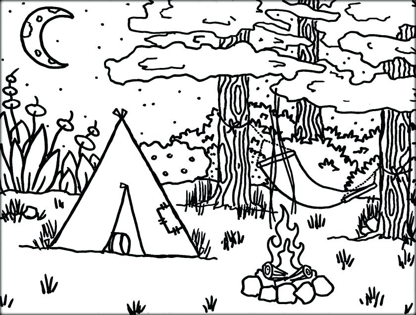 840x635 Camping Coloring Pages Scouts Camping Coloring Sheet Camping