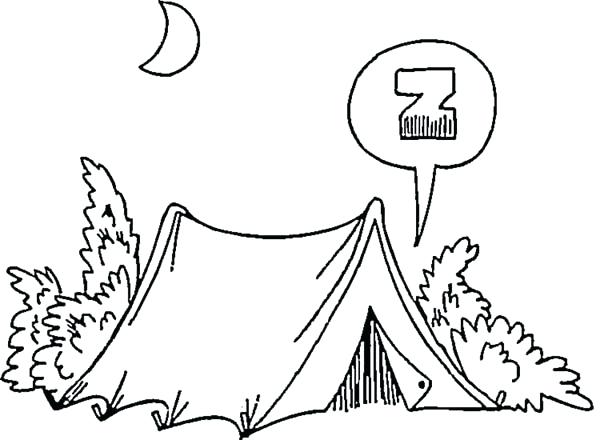 600x440 Camping Coloring Pages To Print Camping In The Night On Summer