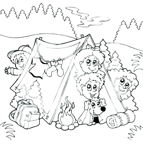 600x630 Camping Themed Coloring Pages Kids Coloring Hiking Camping