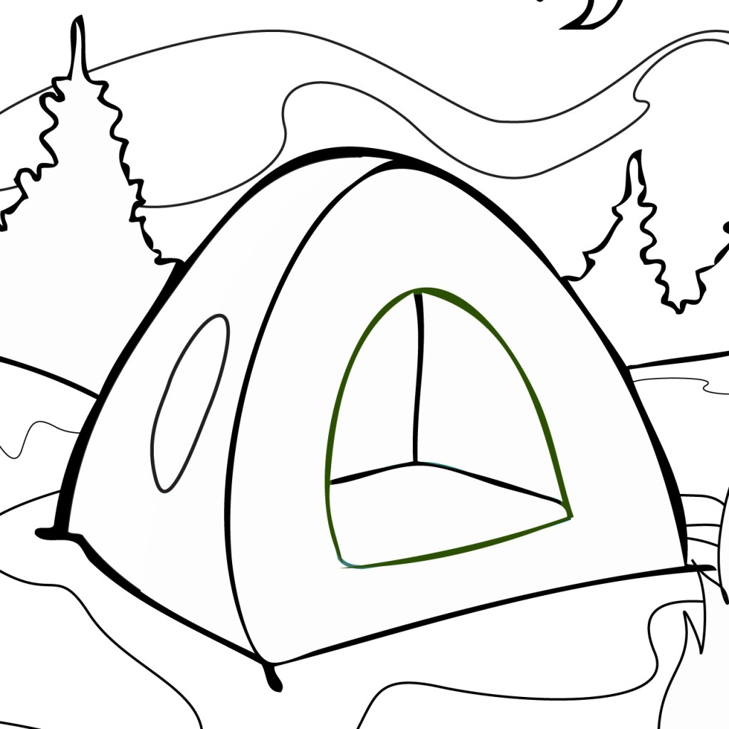 1024x1024 Camping Tent Coloring Page Free Printable Pages