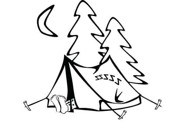 600x434 Camping Coloring Page Barbie Camping Coloring Page Camping Themed