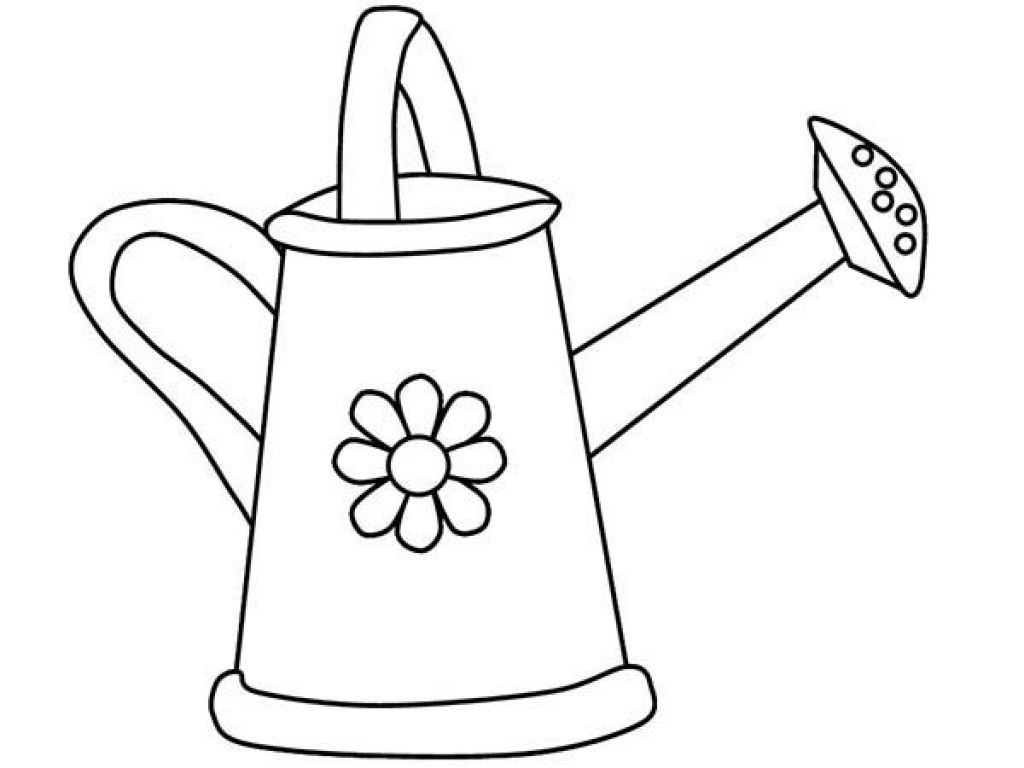 1024x768 Best Watering Can Coloring Page Funycoloring Of Flower And Cart
