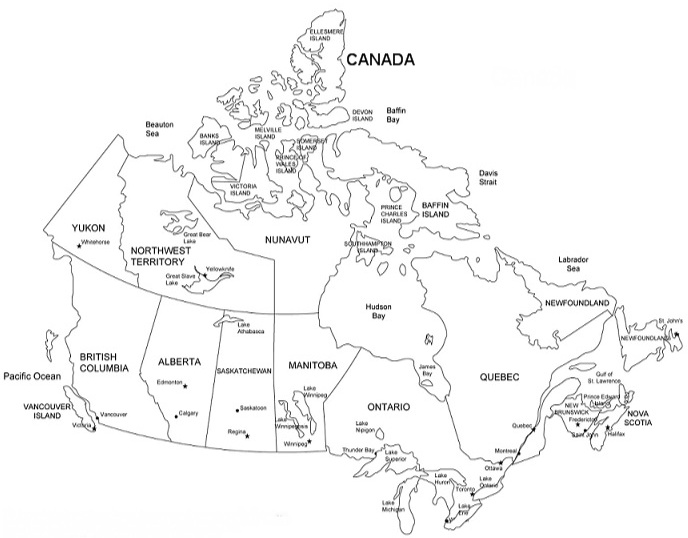 688x538 Map Of Canada Coloring Page Amp Coloring Book