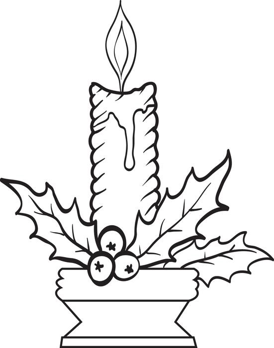 551x700 Christmas Candles Coloring Page