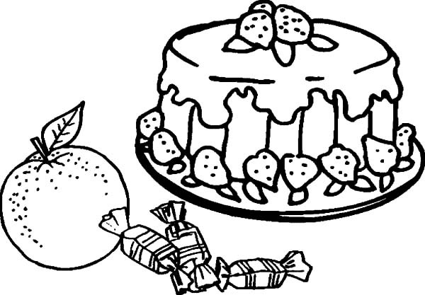 600x417 Fruity Cake And Candy Coloring Pages Best Place To Color