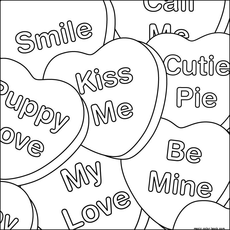 800x800 Valentine Hearts Coloring Page Free Candy