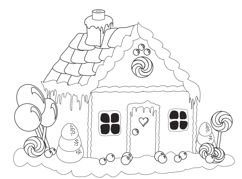 989x733 Candy House Coloring Pages Candy House Drawing At Getdrawings Free