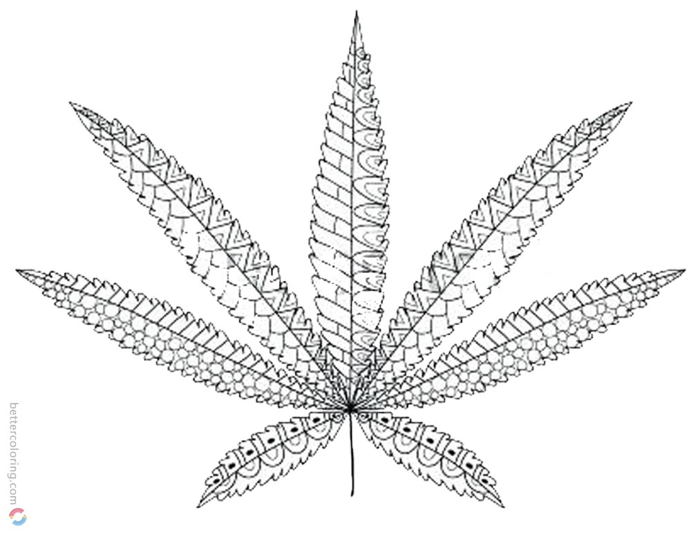 1000x780 Weed Leaf Coloring Pages Cannabis Leaf Tattoos