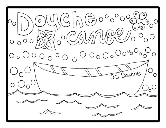 570x441 Douche Canoe Adult Coloring Instant Download Sheet