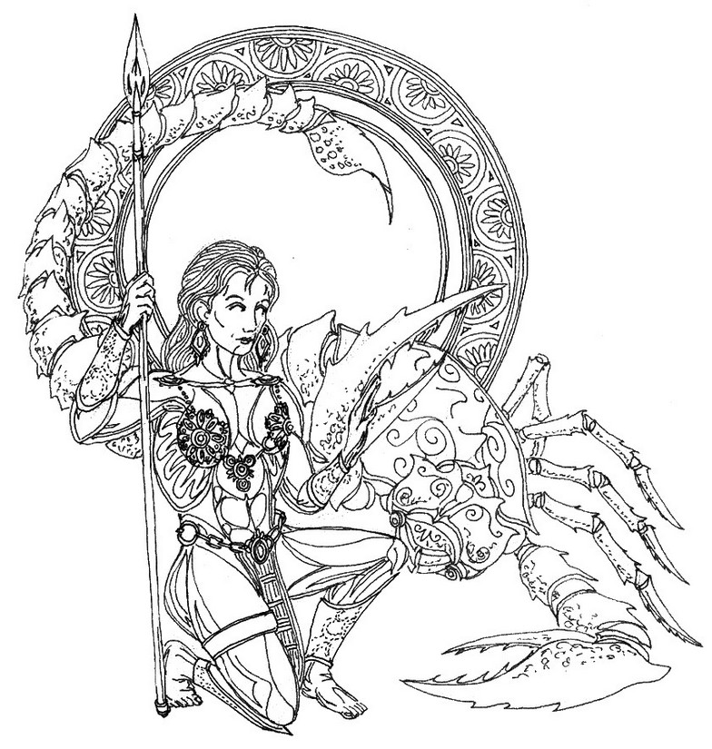 784x825 Adult Coloring Page Astrology Scorpio 13