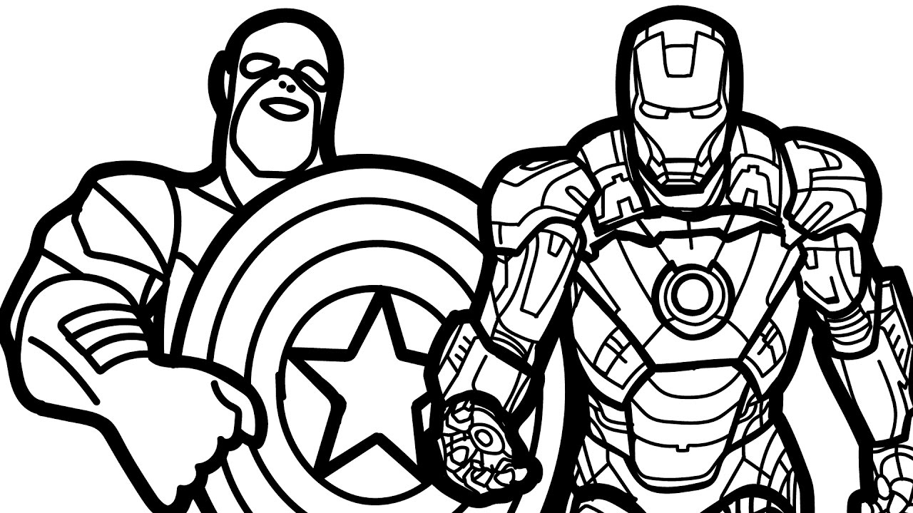 1280x720 Captain America Color Pages Iron Man And Coloring Book Kids Fun