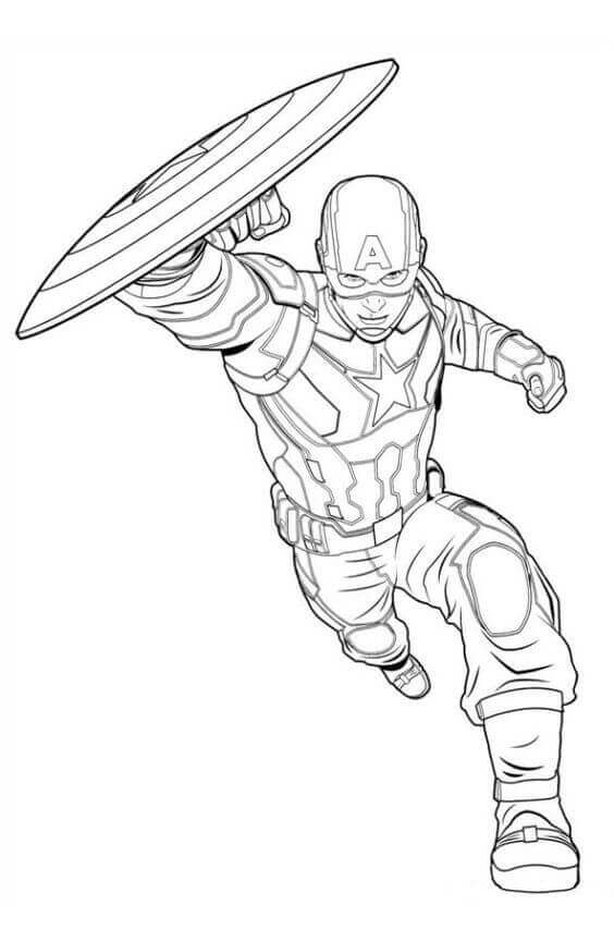 564x865 30 Printable Captain America Coloring Pages