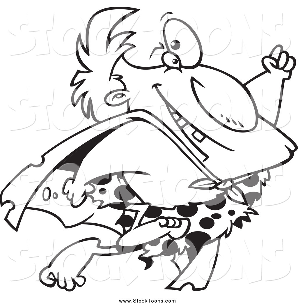 1024x1044 Stock Cartoon Of A Black And White Happy Flying Super Caveman By