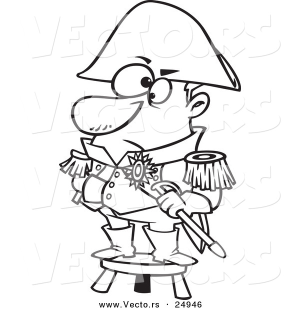 600x620 Vector Of A Cartoon Short Captain Standing On A Stool